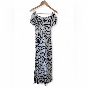 Kindred Anthropologie Sundress Black/white zebra print maxi sun dress Large NWT